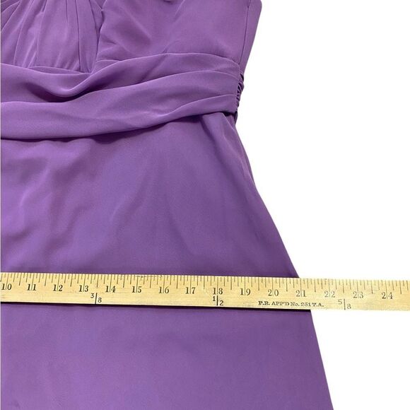 Elegant David’s Bridal long strapless dress /gown chiffon flowing purple - Picture 8 of 12